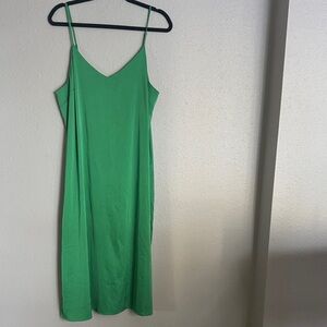 Elegant Satin Green Slip Dress